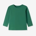 thumbnail image 2 of Xaqiouau Kids Crewneck Long Sleeve Cotton Tee Solid Color Pullover Top Loose Fit Basic Shirt Boys Girls School Playwear Fall Winter Everyday Essential Green 1-2 Years, 2 of 7