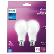Philips Ultra Definition LED 75-Watt A21 Light Bulb, Frosted Daylight, Dimmable, E26 Medium Base (2-Pack)