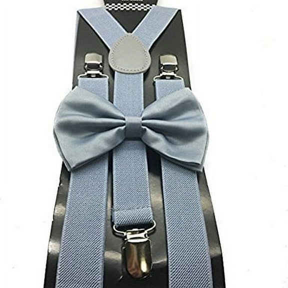 Adult Unisex Bow Tie & Suspender Sets, Gray