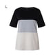 thumbnail image 1 of Camiseta de mujer Blusa de cuello redondo de manga corta con bloque de color, Color negro, L Inevent AP002555-53, 1 of 7