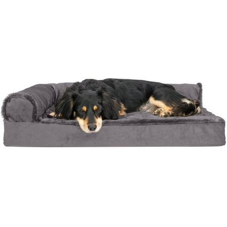 UPC: 0842229121827 | FurHaven Pet Products Plush & Velvet Deluxe Chaise Lounge Orthopedic Sofa-Style Pet Bed for Dogs & Cats – Platinum Gray  Medium