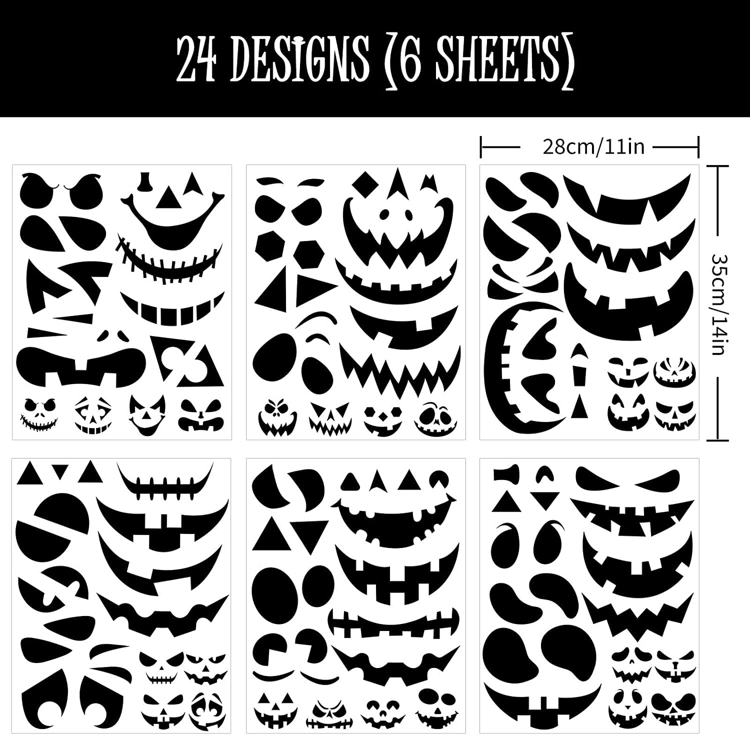 Make Your Own Jack-O-Lantern Face Decals for Halloween Party Decoration KIDPAR 82Pcs Halloween Pumpkin Stickers 33 Funny and Classic Pumpkin Expressions Stickers for Pumpkins and Squashes 