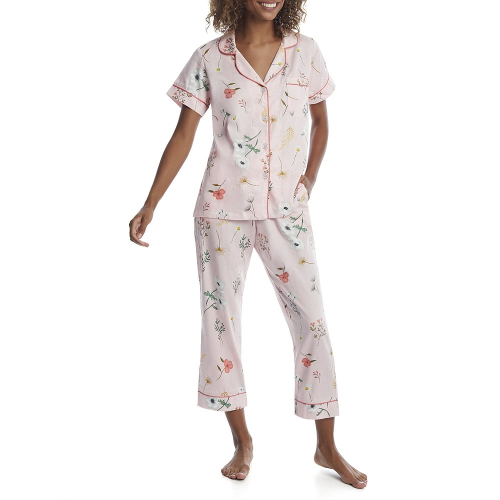 BedHead Pajamas Bedhead Womens Flower Study Sateen Cropped Pajama Set