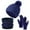Blue, variant on COM1950s Hat and Gloves, Gloves for Winter, European and Winter Knitted Warm Gloves Hats Scarves Three Piece Set with Thick Velvet and Hat, Warm Winter Gloves, Hats and Gloves