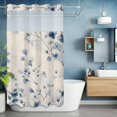 thumbnail image 6 of Spring Blue Flower No Hooks Shower Curtain with Snap-in Liner Country Watercolor Blue Floral Plant Leaf Linen Shower Curtains for Bathroom, Waterproof, Easy Install, Washable 36"x72", 6 of 9