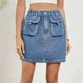 thumbnail image 4 of FAIWAD Women's Cargo Denim Mini Skirts High Waist Wrap Streetwear Club Party Short A-Line Jeans Skirts, 4 of 7