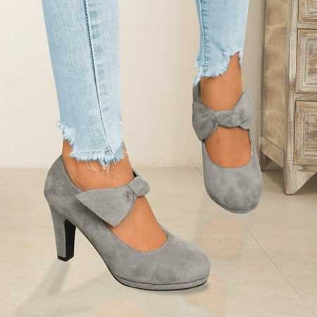 

Women‘s Bowknot Decor Closed Toe Pumps High Heeled Mary Jane Shoes Women‘s Footwear