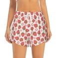 thumbnail image 2 of Xecao's Strawberry Flower for a double-layer running short for women, perfect for gym, tennis, and more, featuring a convenient pocket., 2 of 9