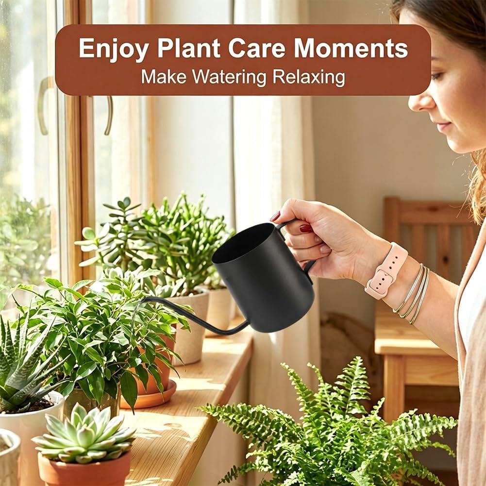 Watering Can for Indoor Plants, 12 oz / 350 ml Mini Plant Waterer, Stainless Steel with Long Spout House Succulents and Garden Decorative, Gentle Flow & No Spills