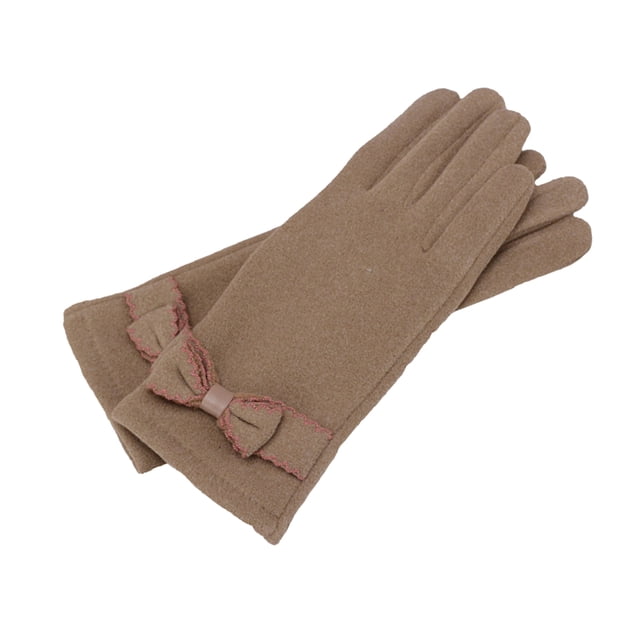 Sonducket Guante Calentador Cómodo Guantes DE Terciopelo A Prueba De Viento Bowknot Manopla Conducción Pantalla Táctil Delicado Invierno Elegante guantes y mitones Caqui Sonducket AP014338-01
