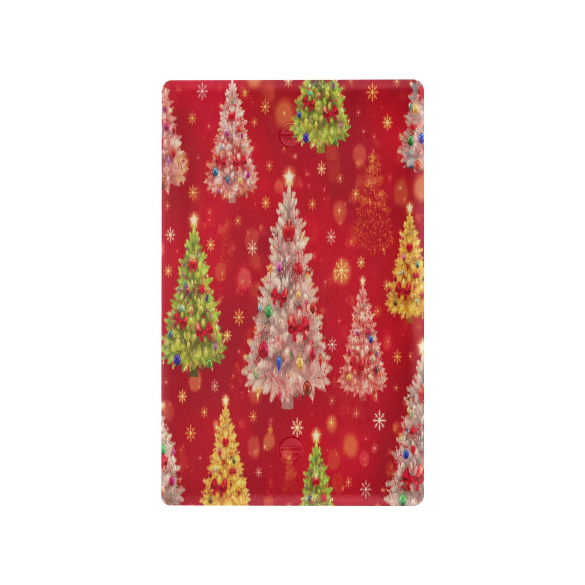 Christmas Gold Tree Pattern Decorative Wall Plate, Flame Retardant PC Plastic Light Switch & Outlet Cover with Mounting Screws Fits Blank Unused Outlet