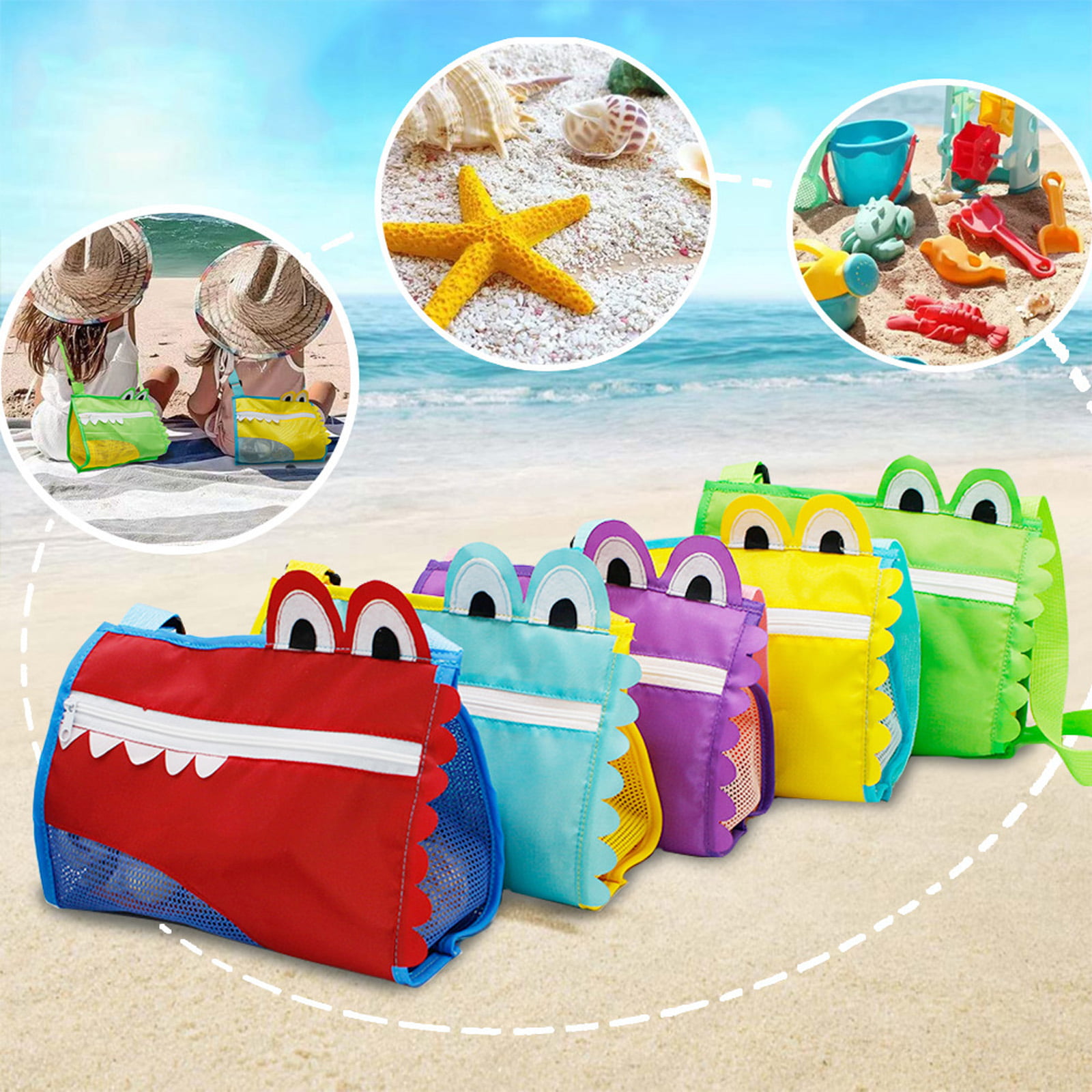 DAIKOYE Beach Toy Mesh Beach Bags - Kids Shell Collecting Bags Sand Toy  Totes with Adjustable Carryi…See more DAIKOYE Beach Toy Mesh Beach Bags -  Kids