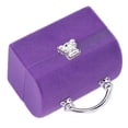thumbnail image 5 of Caja de anillos pequeña, organizador de joyas de viaje portátil retro simple para guardar anillos y pendientes, color morado, 5 of 5