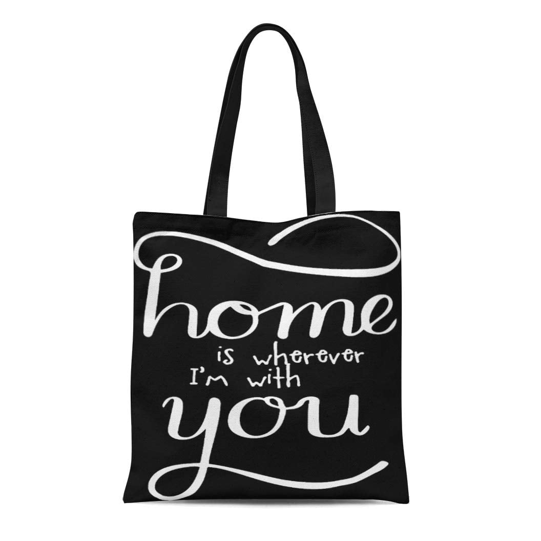ASHLEIGH Canvas Tote Bag Homeiswhereverimwithyou Home Is Wherever I M You  Love Reusable Handbag Shoulder Grocery Shopping Bags 