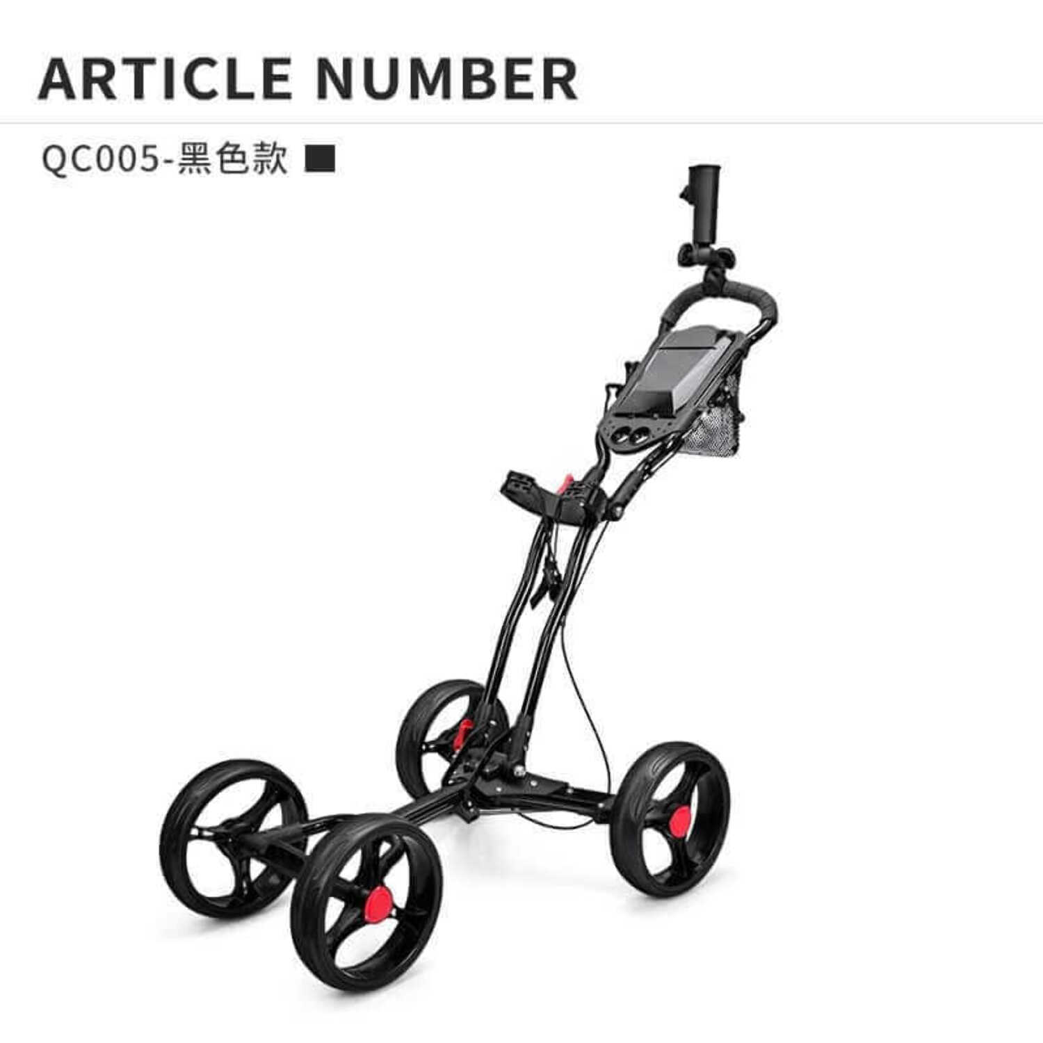 Golf Bag Cart, Foldable Fourwheeled Ball Golf Trolley, Golf Bag Push
