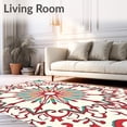 thumbnail image 2 of ODIKA 2'x3' Machine Washable Non-Slip Area Rug, Boho Sunburst Design with Twisting Leaf Motifs High Traffic Rug, Red, 503427, 2 of 7