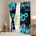 thumbnail image 3 of Feelyou Hip Hop Music Black Out Curtains for Child, Black Blue Graffiti Curtains Pack of 2 (42x63 Each), Street Artwork Bedroom Curtains, Blackout Curtains Bedroom Decor, 3 of 6