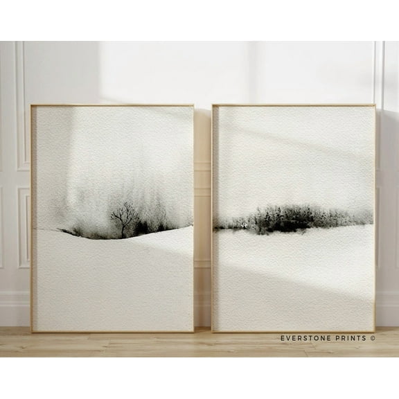 Luvia Black And White Poster Set Of 2, Abstract, Winter Forest Print, Winter Trees Photo, Modern Poster, Set, Modern Wall Decor Set 2 Prints 8x12 UNFRAMED
