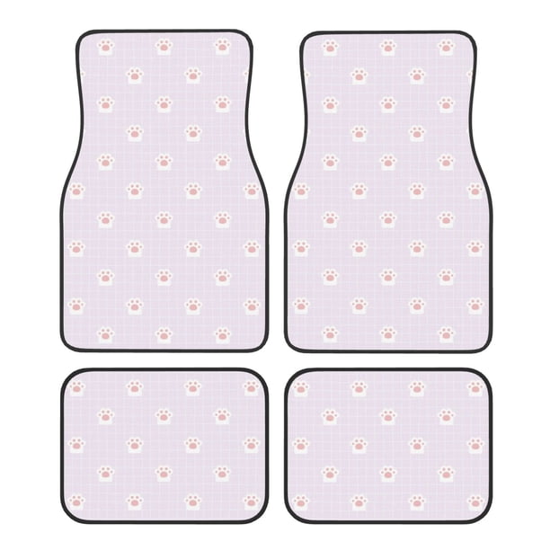 Fotbe Kawaii Cat Paw Juego de 4 Tapetes para Auto con Estampado – Alfombrillas de Goma Reforzada, Diseño Antideslizante, Protección para Todo el Año – Vehículos, Autos, Camionetas y SUVs