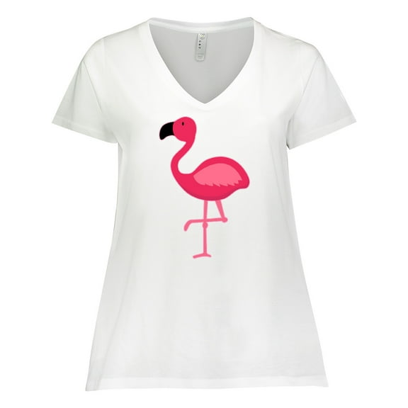 Inktastic Pink Flamingo Women's Plus Size V-Neck T-Shirt