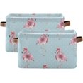 thumbnail image 2 of FREEAMG Collapsible Storage Basket Flamingo Pink Flower Blue Rectangular Storage Bins Baskets Toys Storage Bins with Handles for Bedroom Home Office 2PCS, 2 of 7
