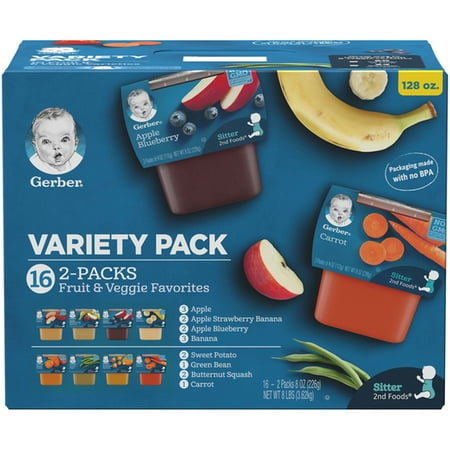 Gerber 2nd Foods Baby Food Variety Pack 8 oz Packs, 16