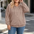 thumbnail image 6 of Plus Size Full Zip Hoodie for Women Ghalytn Oversized Long Sleeve Jacket - Casual Sweatshirt with Kangaroo Pocket, 6 of 7