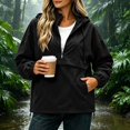 thumbnail image 7 of IUYRTFE Women's Half Zip Waterproof Jacket with Detachable Hood Long Sleeve Outdoor Windbreaker, 7 of 7