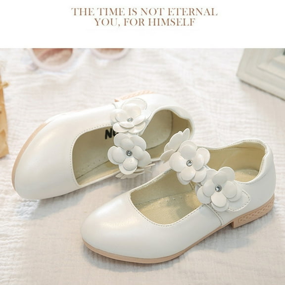 WEUVEB Girls Pageant Shoes Flower Shoes Artificial Pu Breathable 1 Pair