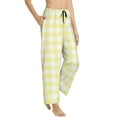thumbnail image 2 of Uemuo Lemon Yellow Checkboard Pattern Women's Wide Leg Palazzo Lounge Pants with Pockets Light Weight Loose Comfy Casual Pajama Pants-Small, 2 of 9