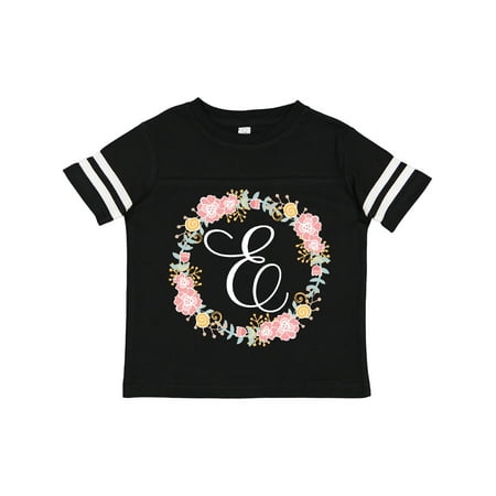 

Inktastic E Monogram Alphabet Letter Rose Floral Wreath Gift Toddler Toddler Girl T-Shirt