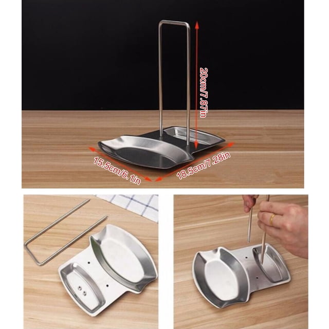 2Pcs Design Pot Lid Shelf Organizer Pan Lightweight Small Cover Rack Multifunctional Spoon Stand Storage Sponge Spoon Holder Home Accessories