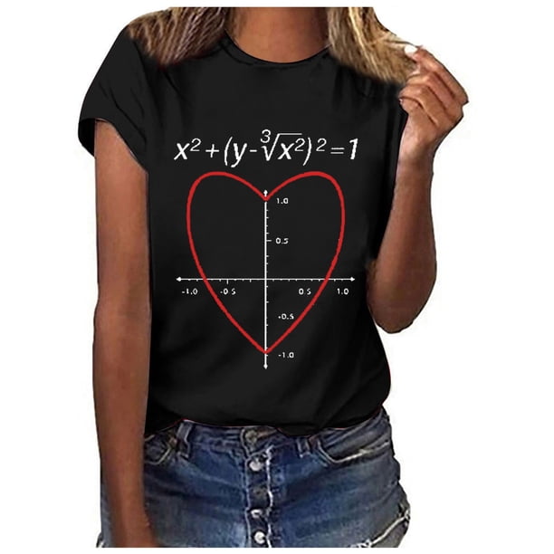 Gibobby Playera de Manga Corta con Cuello Redondo Blusa holgada con letras, cuello redondo, pantalones cortos para mujer, camiseta informal, blusa con estampado mang(Negro,XL)