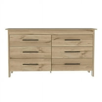 HomeRoots 478265 59 in. Manufactured Wood Four Drawer Double Dresser, Light Oak & White