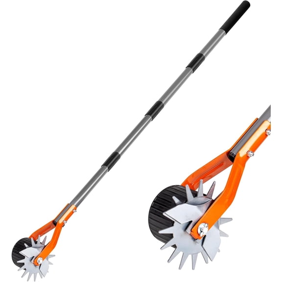 ANHXN Wheel Rotary Edger, Hand Manual Edger Lawn Tool with Adjustable Stainless Steel Handle, Trimming Grass Weed Edger with Cushion Grip for Garden Sidewalks Driveways and Landscaping