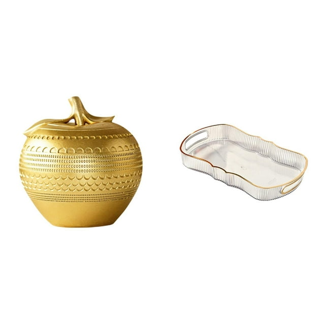 Figura de fruta de resina moderna, adorno escultural para mesa, estantería, comedor, dormitorio, oficina, con bandeja para servir comida, bandeja de t
