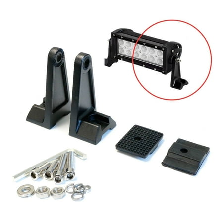Frt Light Bar (iJDMTOY (2) Universal Fit Side Brackets For Mounting Double Row Straight or Curve LED Light Bar (up to 52
