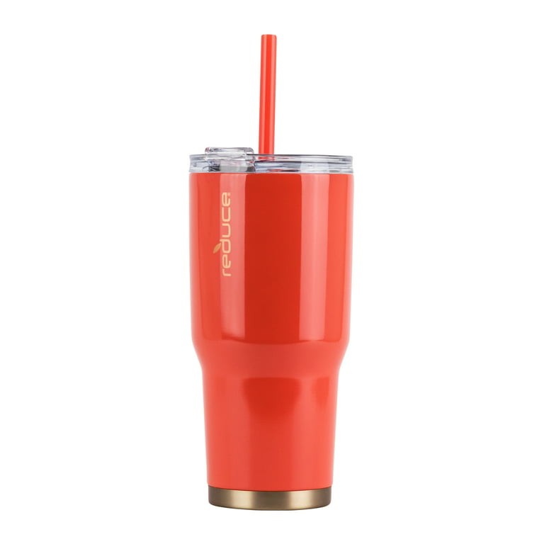 Reduce Tumbler, 34 oz – Reduce Stainless Steel Tumbler With Lid and Straw,  24 Hours Cold – Sweatproof Body, Cupholder Friendly, Perfect for Water and  Coffee – Opaque Gloss, Cayenne 