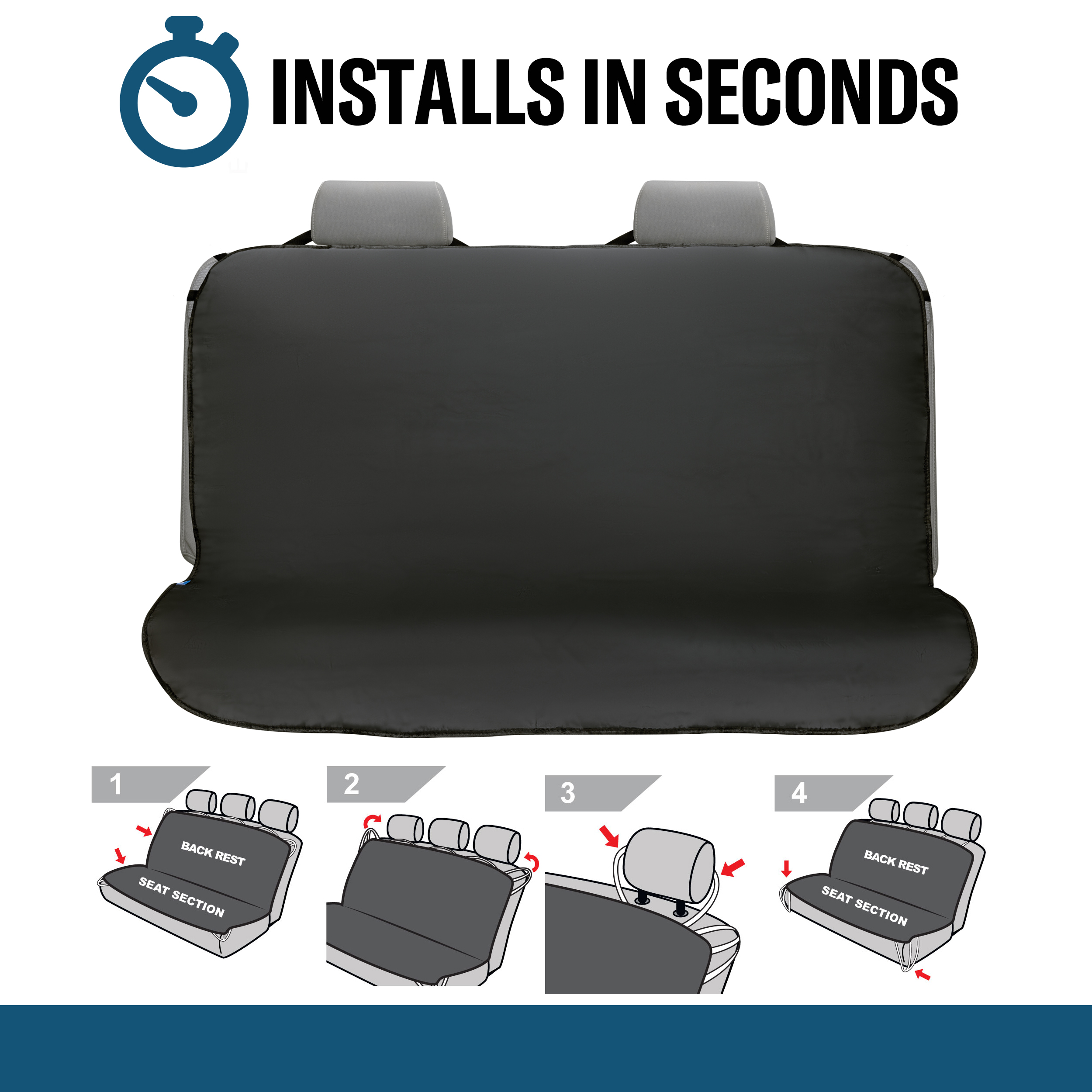 2Air Odor Eliminating Car Seat Protector, Black, Rear Bench photo 4