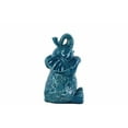 thumbnail image 1 of Floral Carved Sitting Elephant Figurine In Ceramic, Medium, Turquoise Blue, 1 of 1