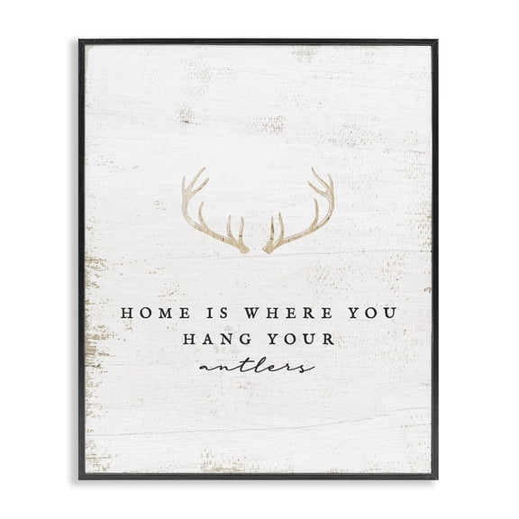 Stupell Industries Farmhouse Where You Hang Your Antlers Phrase Black Framed Giclee Art, 11 x 14, by Lil' Rue