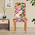 thumbnail image 4 of Yayeee 4 Pack Dining Chair Covers Stretch Parson Chairs Slipcovers Seat Protector, Pink Floral Blooms, 4 of 6