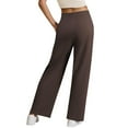 thumbnail image 4 of Hogleaql Women's Work Dress Pants Dressy Wide Leg Work Travel Pants High Waist Stretchy with Pockets Lightweight Business Loose Fit Trousers Brown M, 4 of 4