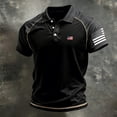 thumbnail image 3 of GrmtClth American Flag Polo Shirt for Men Independence Day Collared Shirts Outdoor Tops Color Block Button Up Short Sleeve Fashion Golf Polos Dark Gray 2XL, 3 of 3