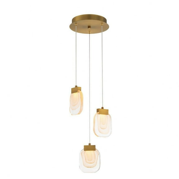 38042-010 Eurofase Lighting Paget - 10 Inch 15W 3 LED Chandelier-Gold Finish