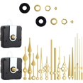 thumbnail image 1 of HAHDAXIA 2 Pack Silent Quartz Clock Movement, 6 Pairs Long Axis and Short Axis Clock Mechanism with Manual Battery Power, Wall Clock Mechanism Parts Motor Replacement DIY Repair Parts (Gold), 1 of 7
