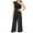 Black, variant on WREESH Womens Business Casual Jumpsuit Fashion Selvedge Single Shoulder Zipper Sleeve Solid Long Jumpsuit Black