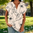 thumbnail image 4 of YueHuiYing Womens Spring/Summer Tops Short Sleeve Casual Shirts Floral Tee Trendy Basics V Neck Loose Plain Tshirt, 4 of 6