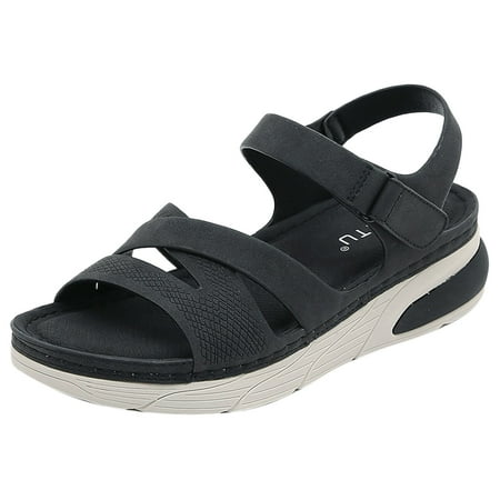 

Sandals Fashion Spring Summer Women Sandals Flat Bottom Thick Bottom Light Open Toe Breathable Solid Simple Style Womens Sandals