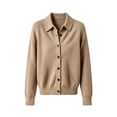 thumbnail image 4 of Tdoqot Womens Button Up Cardigan Sweaters- Collared Casual Warm Long Sleeve Fall Sweaters Tops Khaki Size XL, 4 of 5